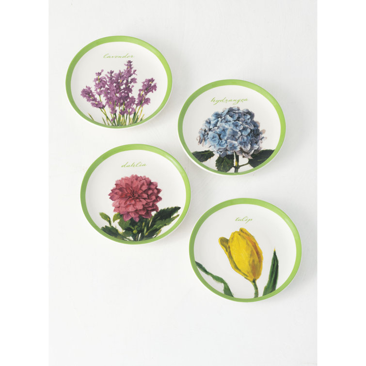 Darren Gygi Home Collection Flowers Snack Plate Set Of 4 & Reviews